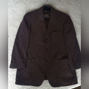 HARRY ROSEN Men's Wool Blazer Brown Front Pockets Back Vents Quality Made